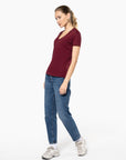 T-Shirt col V 100% Coton - Femme