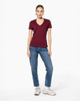 T-Shirt col V 100% Coton - Femme