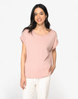 T-Shirt manches à revers 100% Coton - Femme