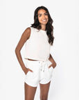 T-Shirt crop sans manche 100% Coton - Femme