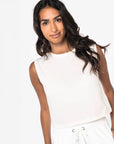 T-Shirt crop sans manche 100% Coton - Femme